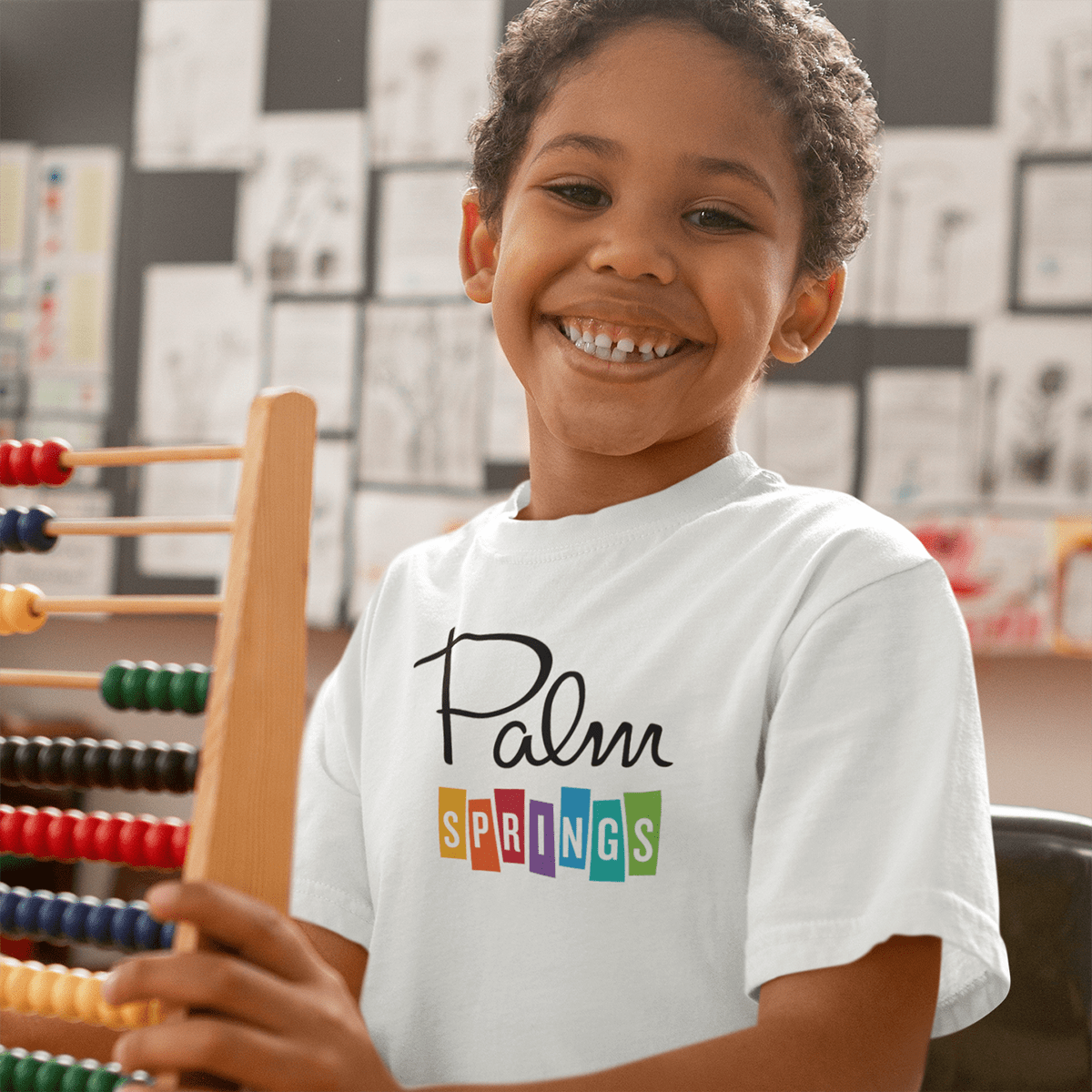 Unisex T-shirt Kids - Palm Springs Rainbow - White