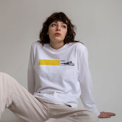 Long-Sleeve Unisex T-Shirt - Albert Frey House Print - White