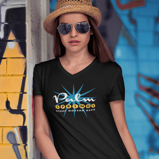 Starburst Unisex V Neck T-shirt - Black