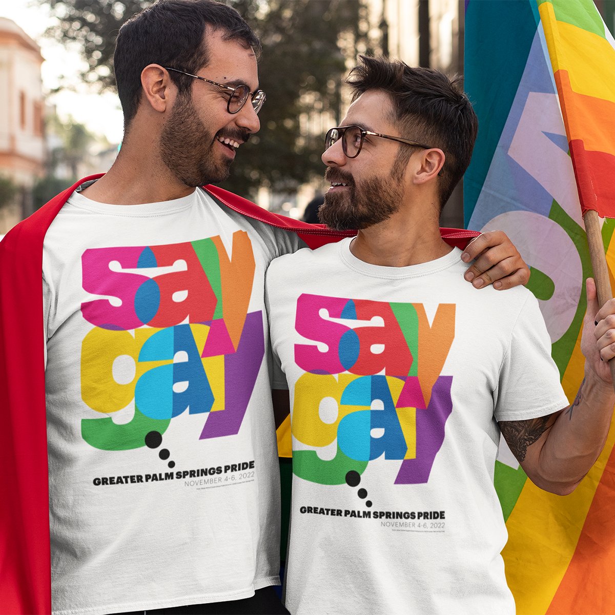 Unisex T-shirt - 2022 Greater Palm Springs Pride - Say Gay - White