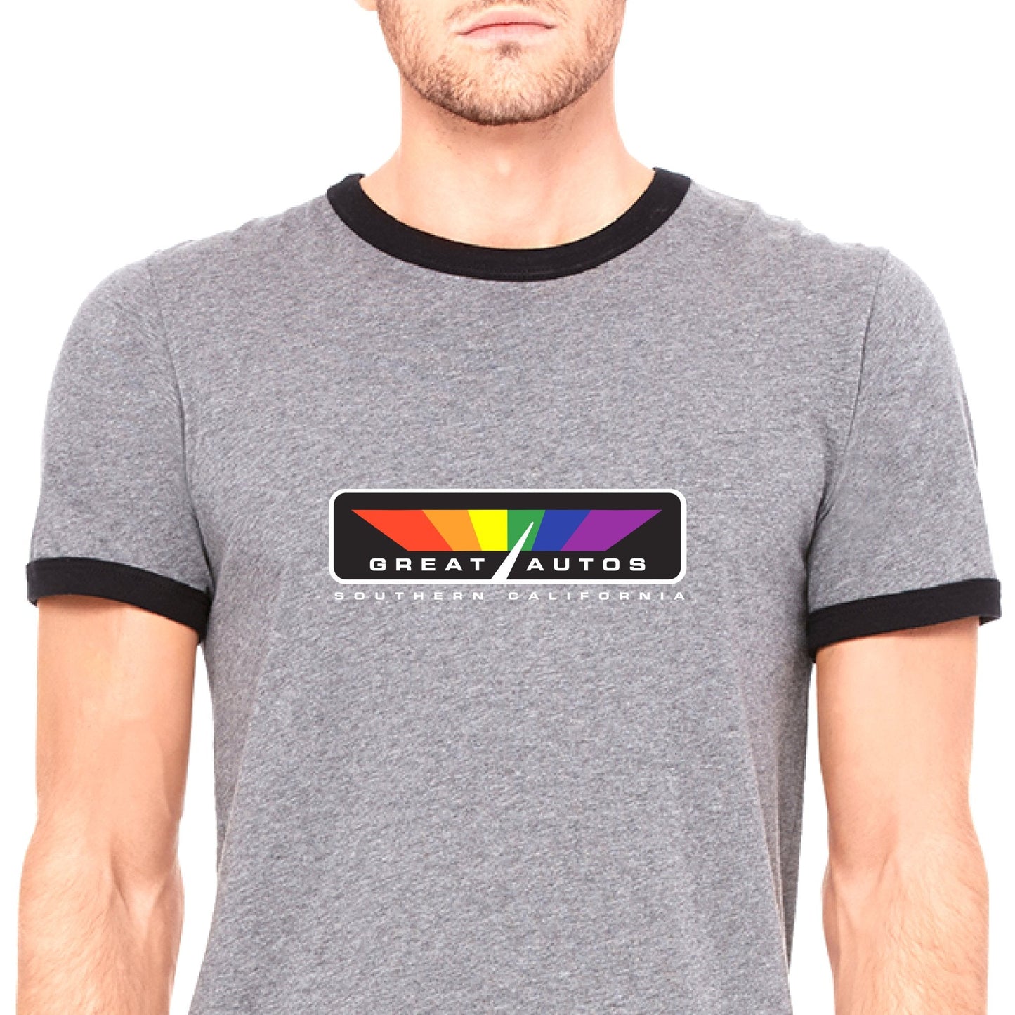 Unisex T-shirt - Great Autos Ringer - Heather Grey