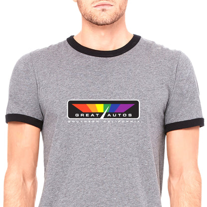 Unisex T-shirt - Great Autos Ringer - Heather Grey