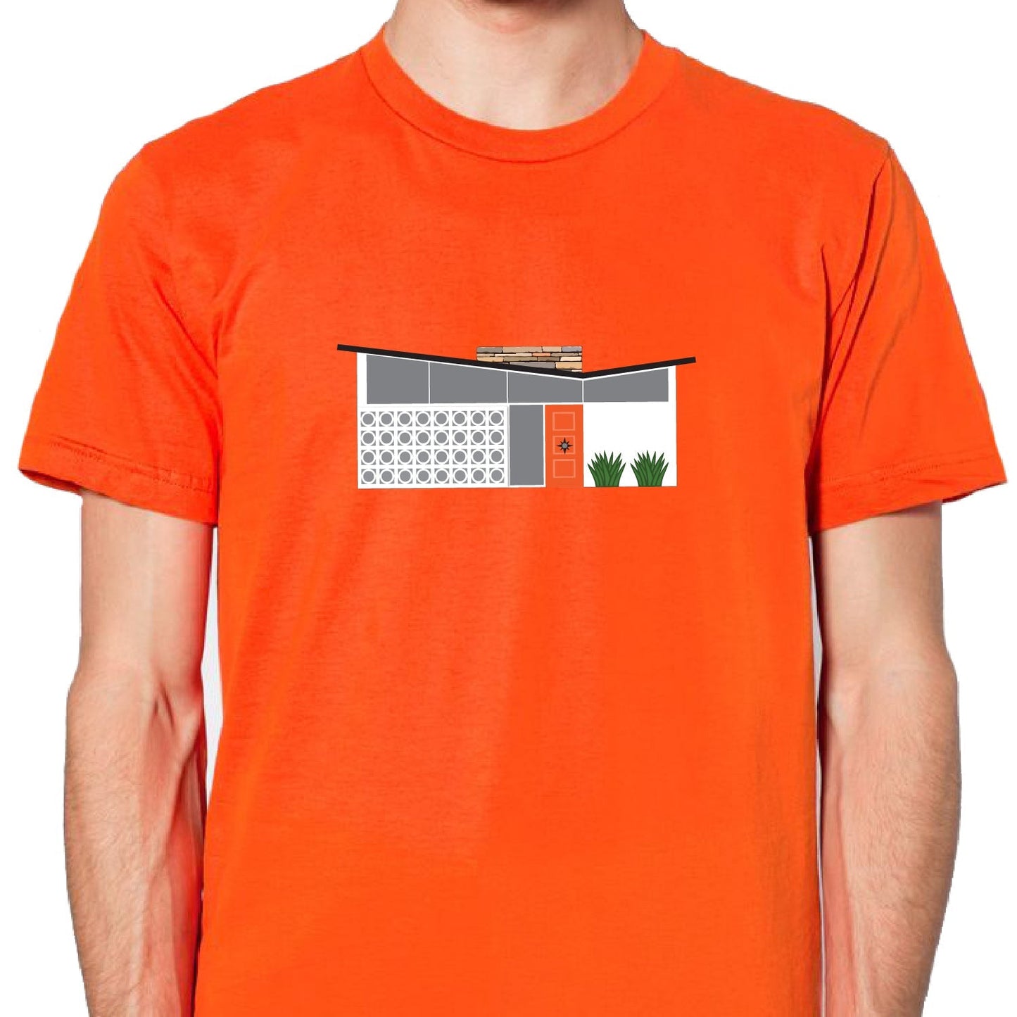 Unisex T-shirt - Midcentury Butterfly House - Orange