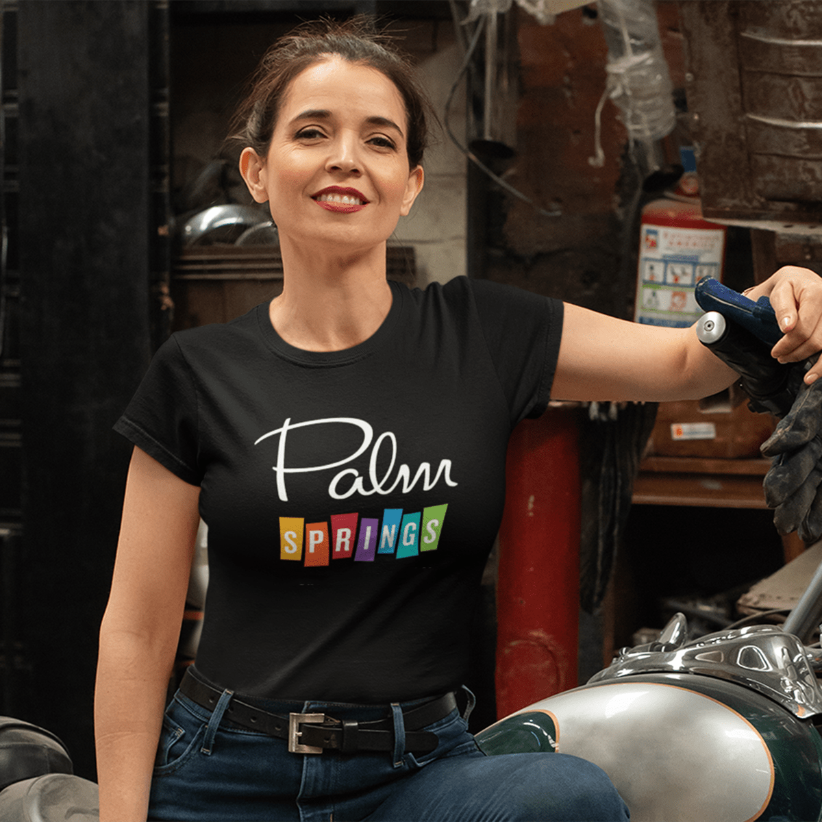 Unisex T-shirt Palm Springs Rainbow - Black