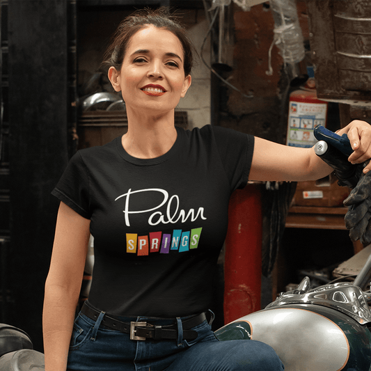 Unisex T-shirt Palm Springs Rainbow - Black