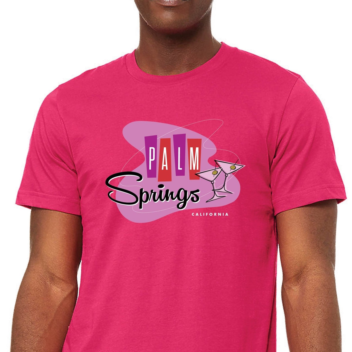 Unisex T-shirt Palm Springs Retro Martini - Fuchsia