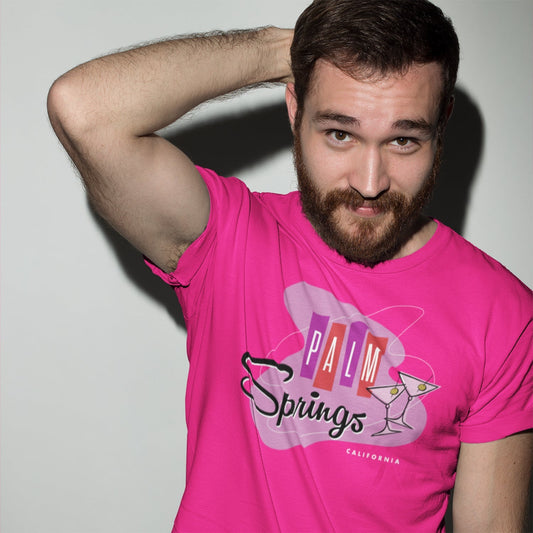 Unisex T-shirt Palm Springs Retro Martini - Fuchsia